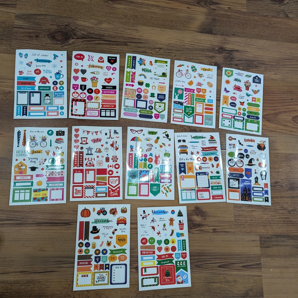 New Set Of 12 Colorful Sticker Set For Scrapbooking
